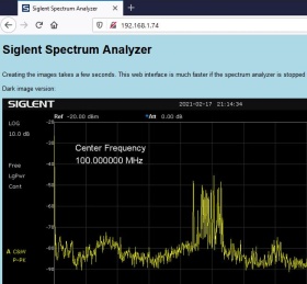 Siglent SSA3021X Spectrum Analyzer Web Interface